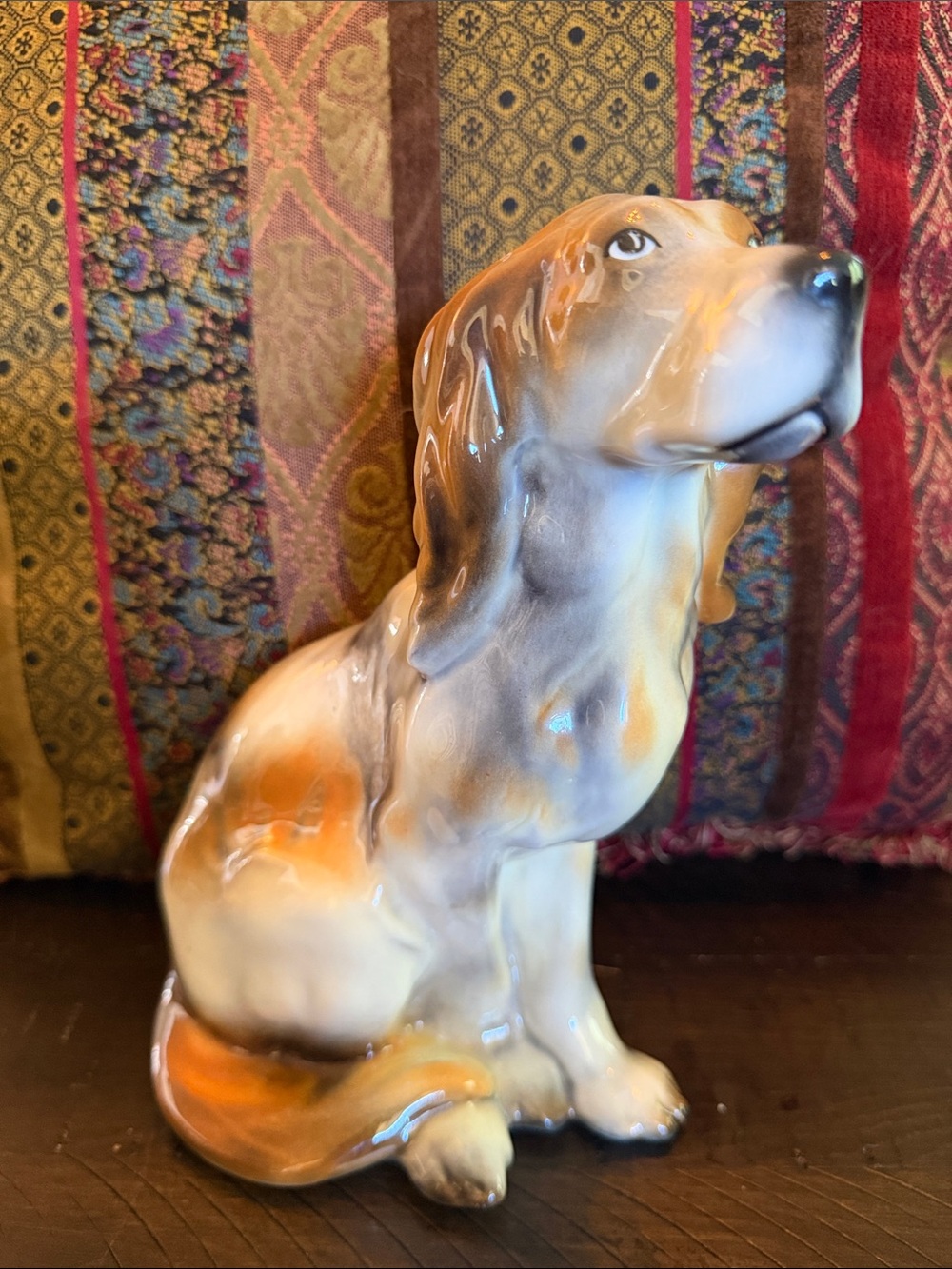 Robert Simmons Los Angeles Ceramic Vintage Dog Figurine in Brown and Cream